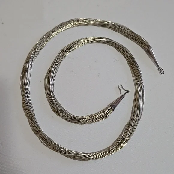 Vintage Navajo Liquid Sterling Silver 30 Strand Necklace 28" - Picture 4 of 9